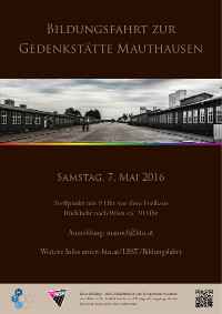 Information zur Bildungsfahrt. Bild der Gedenkstätte Mauthausen plus Informationen zur Veranstaltung.