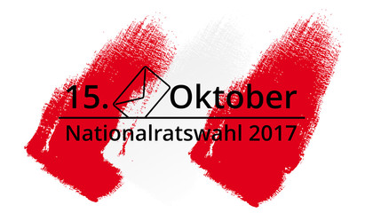Logo fÃ¼r Nationalratswahl 2017 rot-weiss-rot hinterlegt